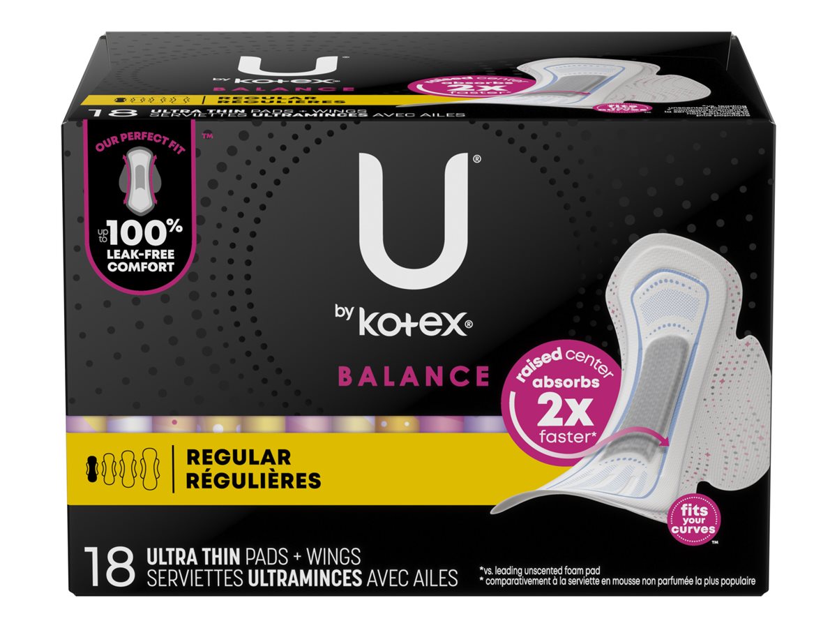 U by Kotex Balance Ultra Thin Sanitary Pad - Regular - 18 Count