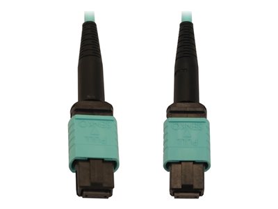 Eaton Tripp Lite Series 40/100/400G Multimode 50/125 OM3 Fiber Optic Cable (12F MTP/MPO-PC F/F), LSZH, Aqua, 10 m (32.8 ft.)