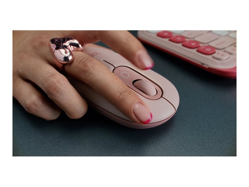 Logitech POP Icon Combo keyboard and mouse set QWERTY English rose off white Input Usage / lifestyle Close-up 72020