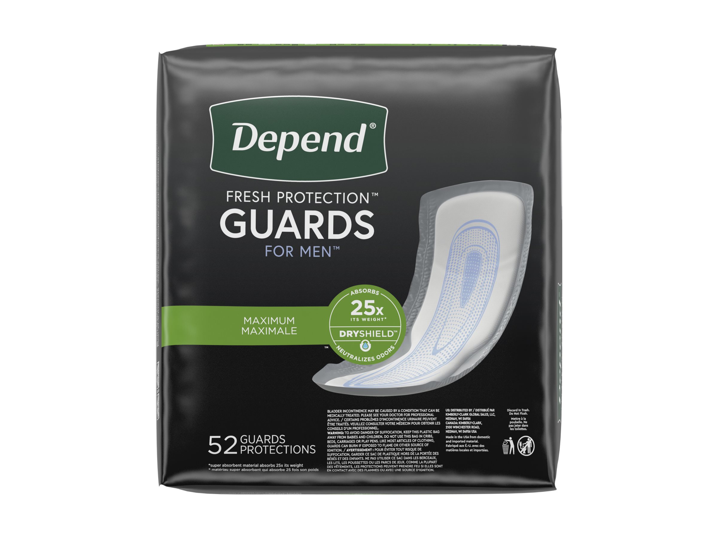 Depend Fresh Protection Incontinence Pads for Men - Maximum - 52's