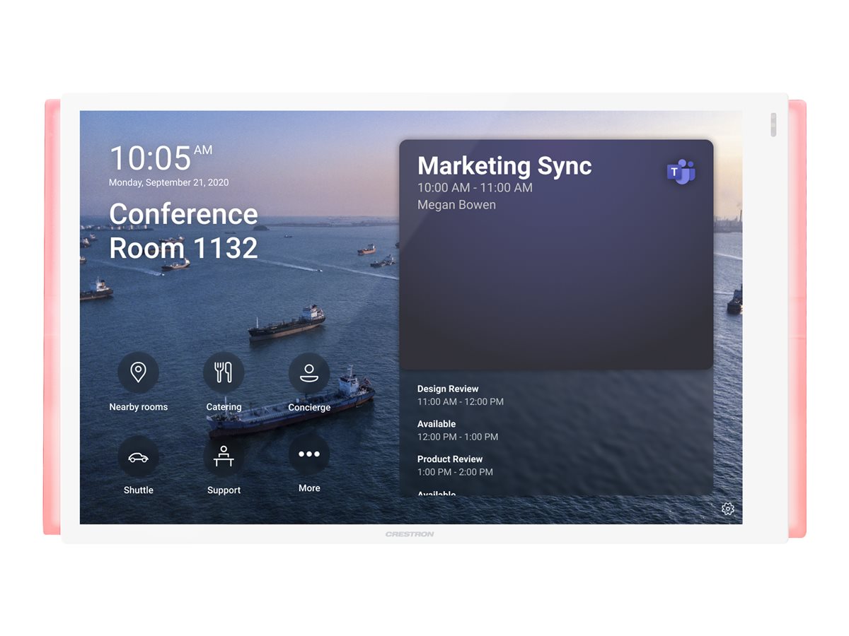Crestron 10.1 in. Room Scheduling Touch Screen for Microsoft Teams® Software, White Smooth, includes one TSW-1070-LB-W-S light bar – foto 2