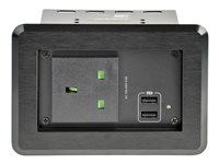 StarTech Conference Table Power Center with 1x CE Certified BS1363 AC Outlet & 2x USB BC 1.2, Recessed In-Table/Desk Power Strip/Charging Station for Meeting Room/Boardroom/Lab Bench - Charging Station Hub (KITBZPOWUK) - power strip