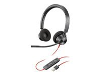 Poly Blackwire 3320 - Blackwire 3300 series - headset - on-ear - wired - active noise canceling - USB-A - black