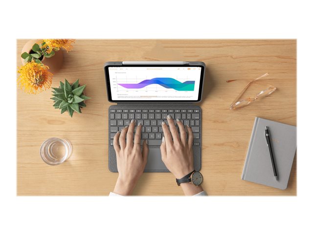 Logitech Combo Touch - klávesnice a pouzdro - s trackpad - QWERTZ - švýcarská - oxfordská šedá Vstupní zařízení – foto 17