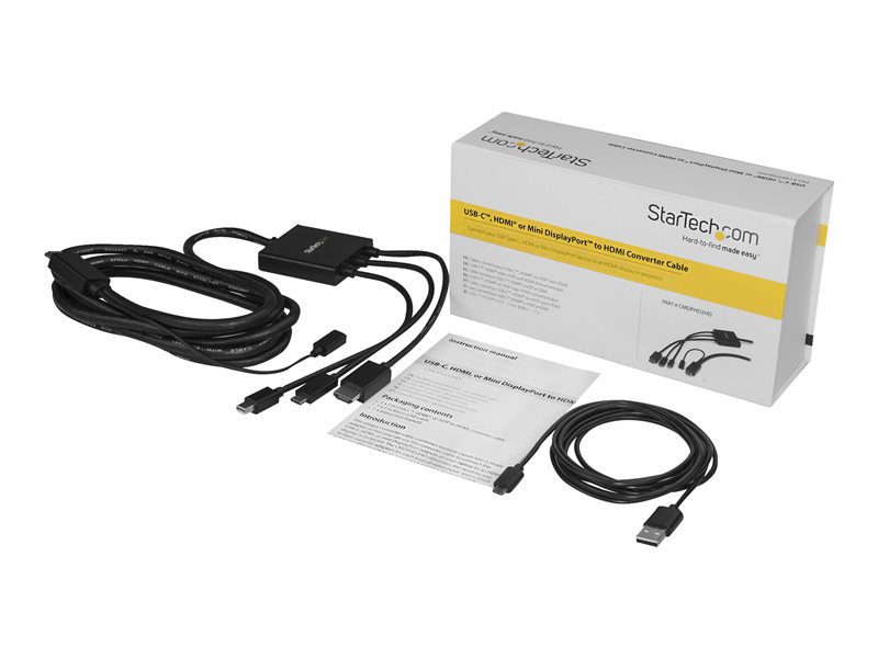 StarTech.com Câble adaptateur HDMI, DisplayPort ou Mini DisplayPort vers  HDMI de 2 m - Convertisseur HDMI, DP, Mini DP vers HDMI - Noir - adaptateur  vidéo - DisplayPort / HDMI - 2 m (DPMDPHD2HD)