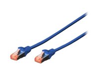 DIGITUS CAT 6 Kabel med afskærmning med folie og kobberfletning (SFTP 50cm Patchkabel Blå RAL 5017