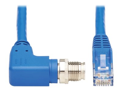 Eaton Tripp Lite Series M12 X-Code Cat6 1G UTP CMR-LP Ethernet Cable (Right-Angle M12 M/RJ45 M), IP68, PoE, Blue, 5 m (16.4 ft.)