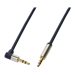 Audio cable, 3.5 mm 3-pin/M (90�) to 3.5 mm 3-pin/M, metal, blue, 1 m – LogiLink