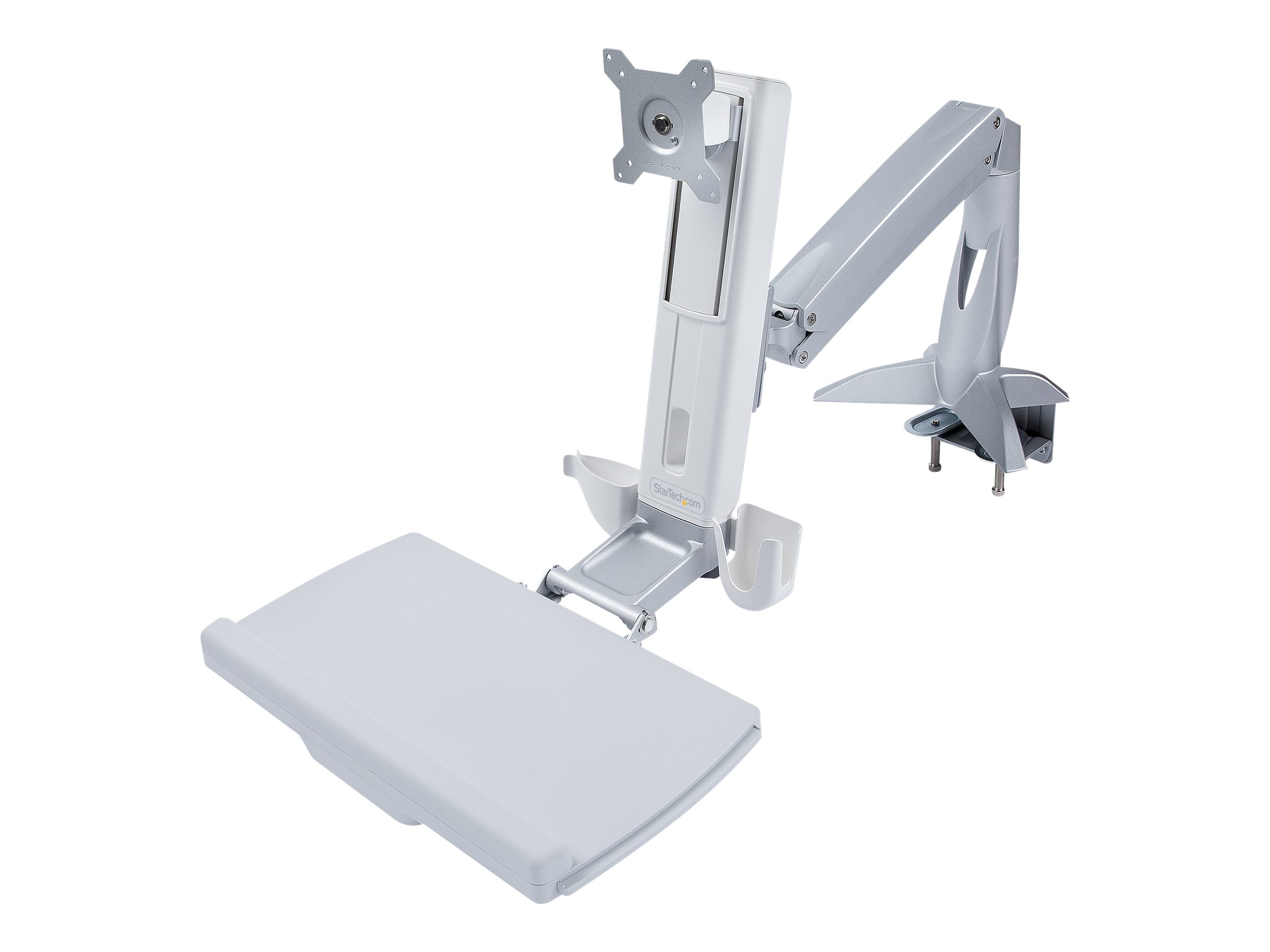 StarTech.com Sit-Stand Monitor Arm with Keyboard Tray, Desk Mount