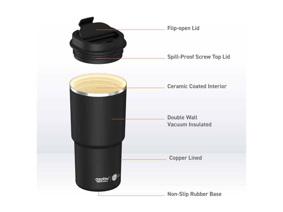 Asobu Puramic Pick Me Up Vacuum Thermal Tumbler - Black - 591ml