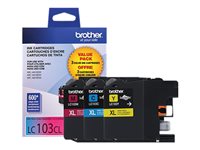 Brother LC103 3 Pack Colour Printer Ink Cartridges - LC1033PKS
