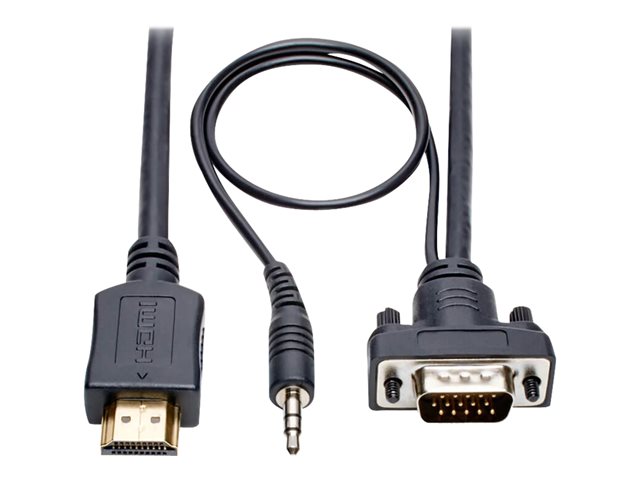 Tripp Lite HDMI to VGA + Audio Active Converter Cable, HDMI to Low-Profile HD15 + 3.5 mm (M/M), 1920 x 1200/1080p @ 60 Hz, 15 ft