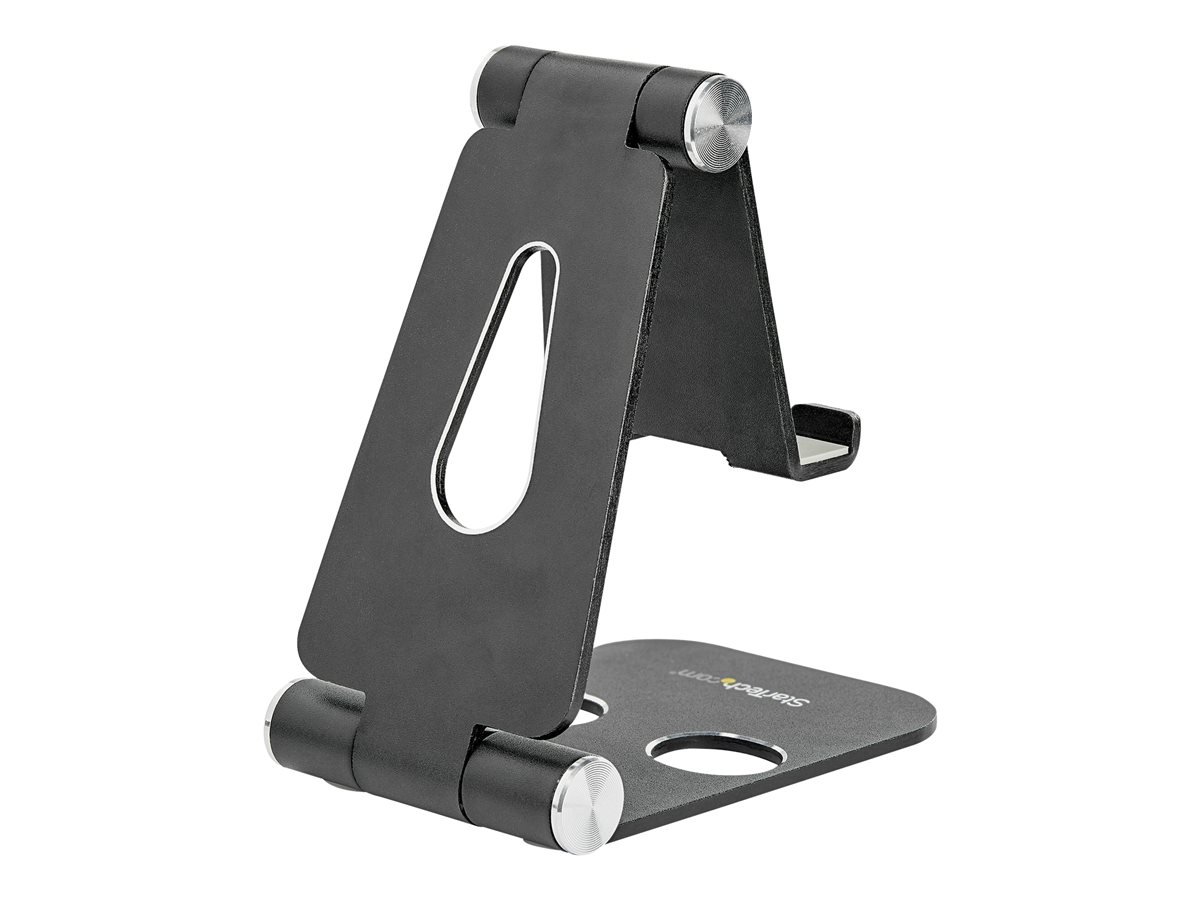 StarTech.com Phone and Tablet Stand, Foldable Universal Mobile Device Holder for Smartphones & Tablets, Adjustable Multi-Angle Viewing Ergonomic Cell Phone Stand for Desk, Portable, Black - Foldable Phone Holder (USPTLSTNDB) - stojan pro desktop pro mobilní telefon, tablet – foto 3