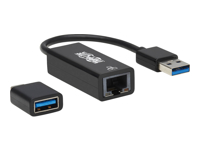 Eaton Tripp Lite Series USB-C, USB-A to RJ45 Gigabit Ethernet Network Adapter (2xM/F), USB 3.2 Gen 1, Black