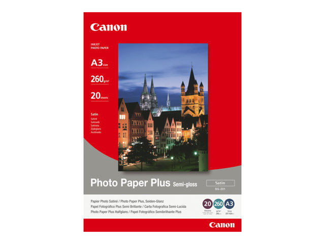 Canon Photo Paper Plus Sg 201 Photo Paper Semi Glossy 20 Sheets A3 260 G M²