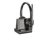 Poly Savi 8220-M Office - Headset - on-ear - DECT / Bluetooth - wireless - active noise canceling - black - Certified for Microsoft Teams