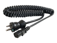 C2G 4ft 16 AWG Coiled Hospital Grade Power Cord (NEMA 5-15P to IEC320C13) - Black