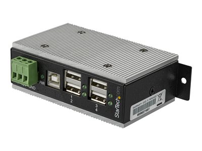 StarTech.com 4 Port USB 2.0 Hub, Metal Industrial USB-A Hub (4x USB-A) with ESD & Surge Protection, Extended Operating Temp -40 to 185°F, Din Rail/Wall/Desk Mountable, USB Expander Hub