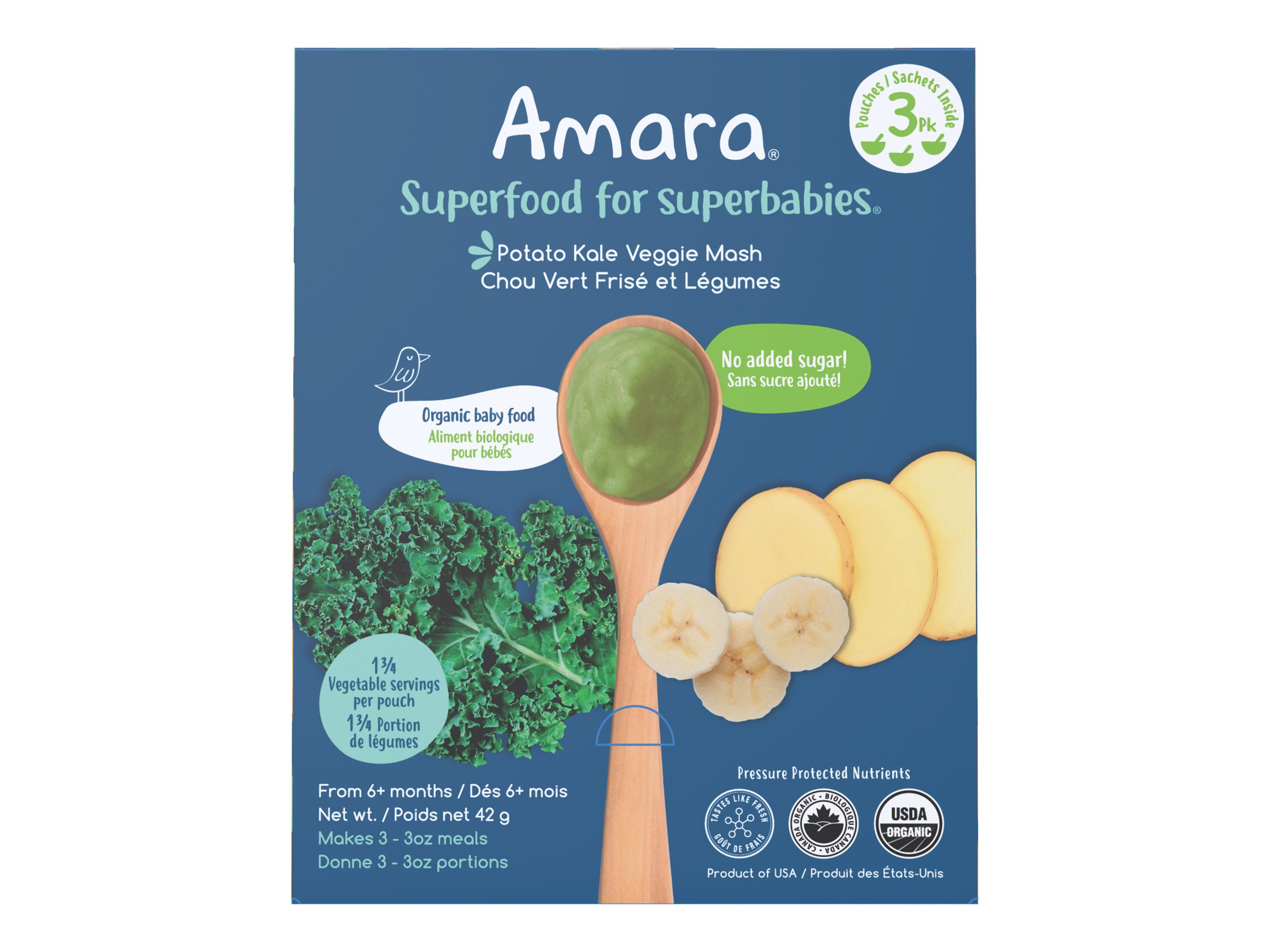 Amara Organic Baby Food - Potato Kale Veggie Mash - 3's