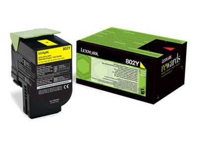 Image of Lexmark 802Y - yellow - original - toner cartridge - LCCP, LRP