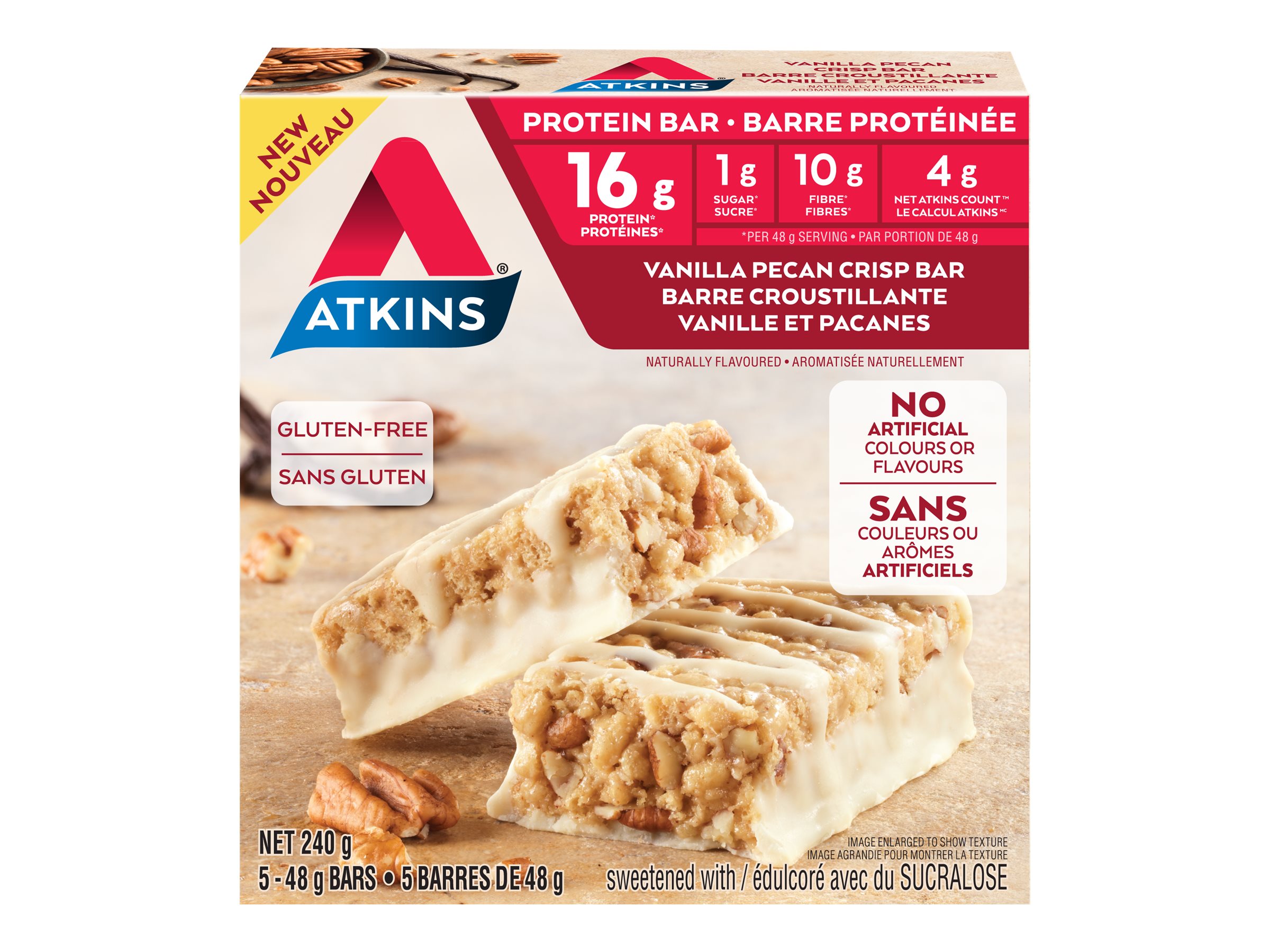 Atkins Vanilla Pecan Crisp Bars - 5x48g