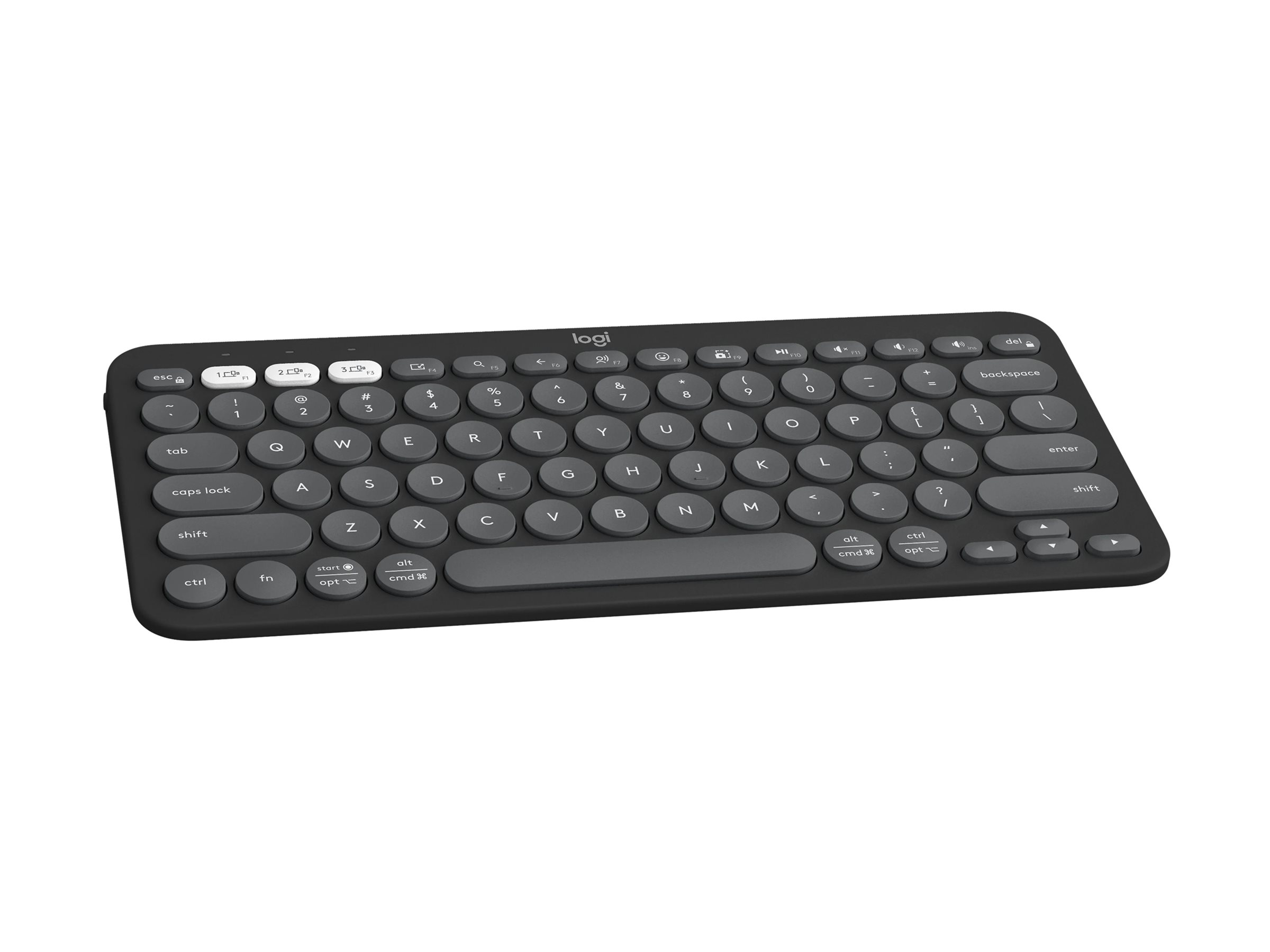 Logitech Pebble Keys 2 K380s keyboard QWERTY English tonal graphite Input Usage / lifestyle Close-up 72142