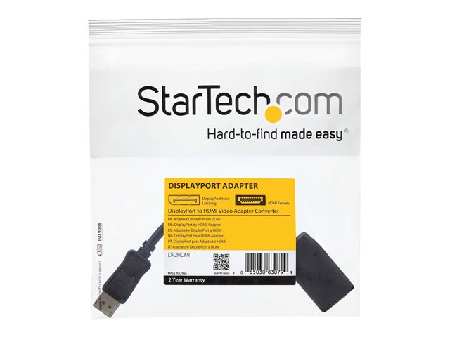 StarTech.com DisplayPort to HDMI Adapter - 1920 x 1200 - DP to HDMI Converter - Plug and Play DisplayPort to HDMI Dongle (DP2HDMI)