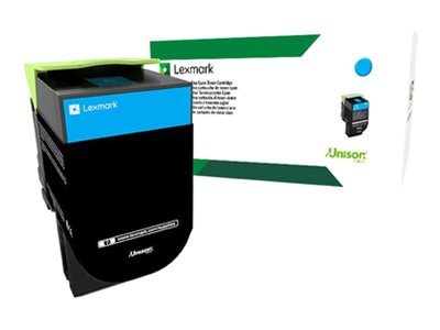 Lexmark 808SC cyan original toner cartridge LCCP Product shot Left-angle 79150