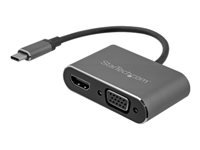 StarTech.com Adaptateur multiport AV numérique USB-C - VGA et HDMI 4K 30 Hz - Gris sidéral - Câble intégré - CDP2HDVGA