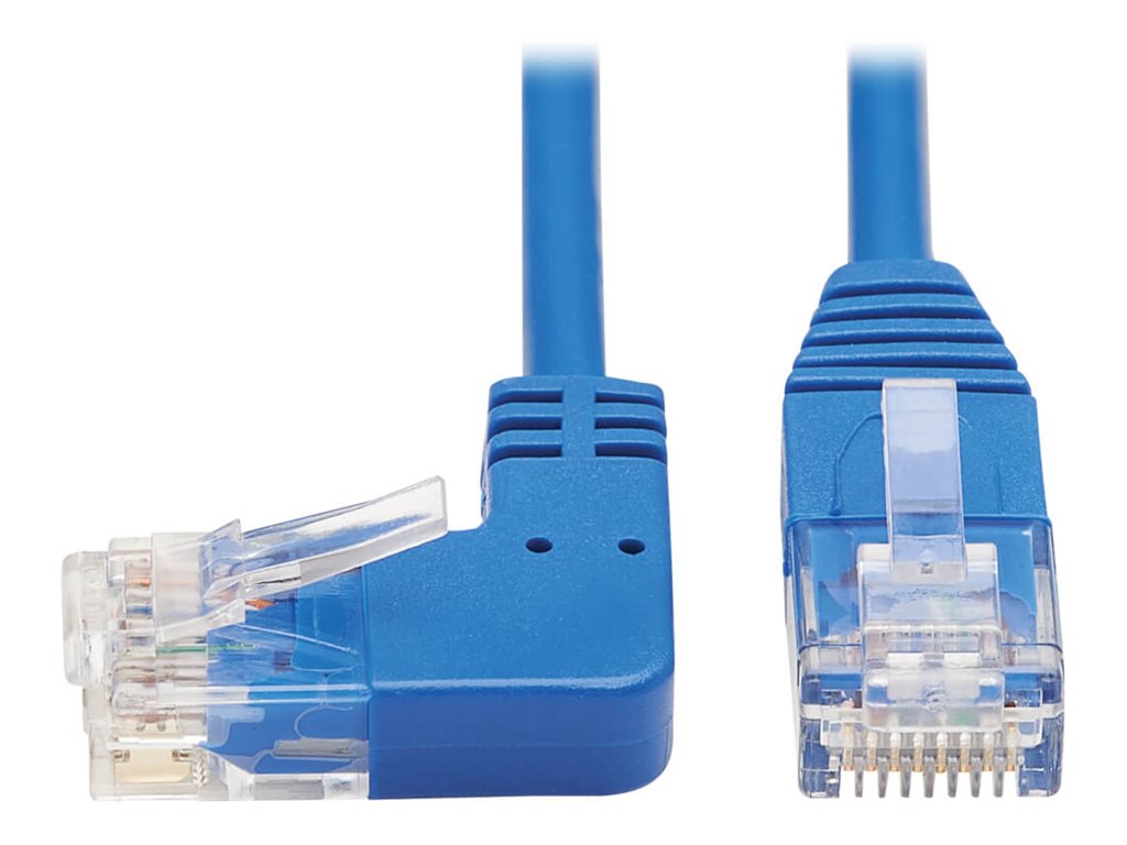 Eaton Tripp Lite Series Left-Angle Cat6 Gigabit Molded Slim UTP Ethernet Cable (RJ45 Left-Angle M to RJ45 M), Blue, 10 ft. (3.05 m)