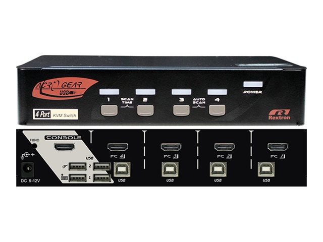 Rextron MAAG-114 KVM switch HDMI with USB 2.0 two-way audio HDCP 4 Product shot Multi-angle 78500