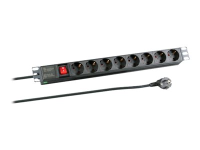 EFB 19 1HE Steckdosenleiste 8xCEE 7/3 mit Schalter,Alu,sw