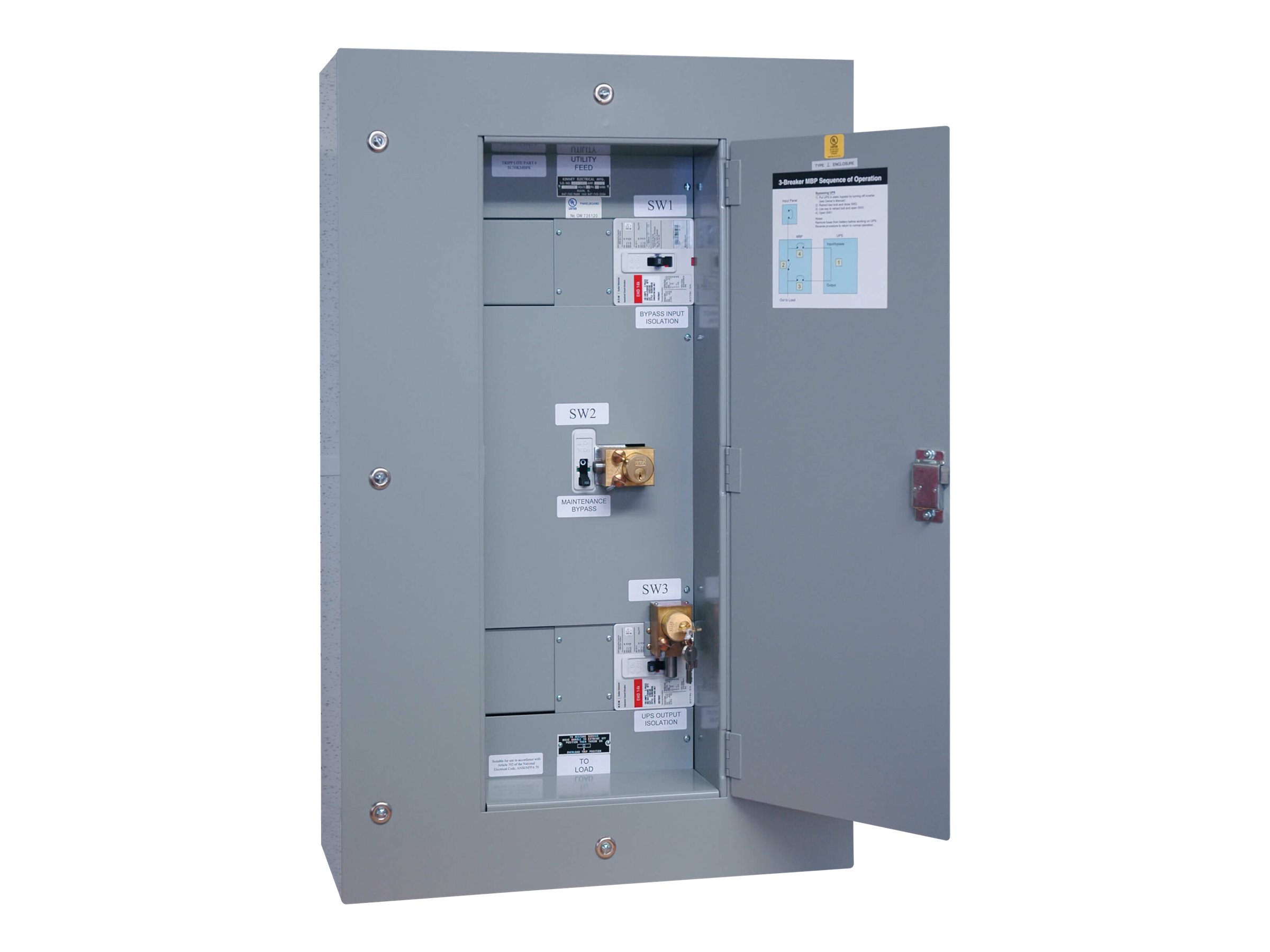 Tripp Lite Wall Mount Kirk Key Bypass Panel 240V for 60kVA 3-Phase UPS - bypass switch - with Kirk Key Interlock