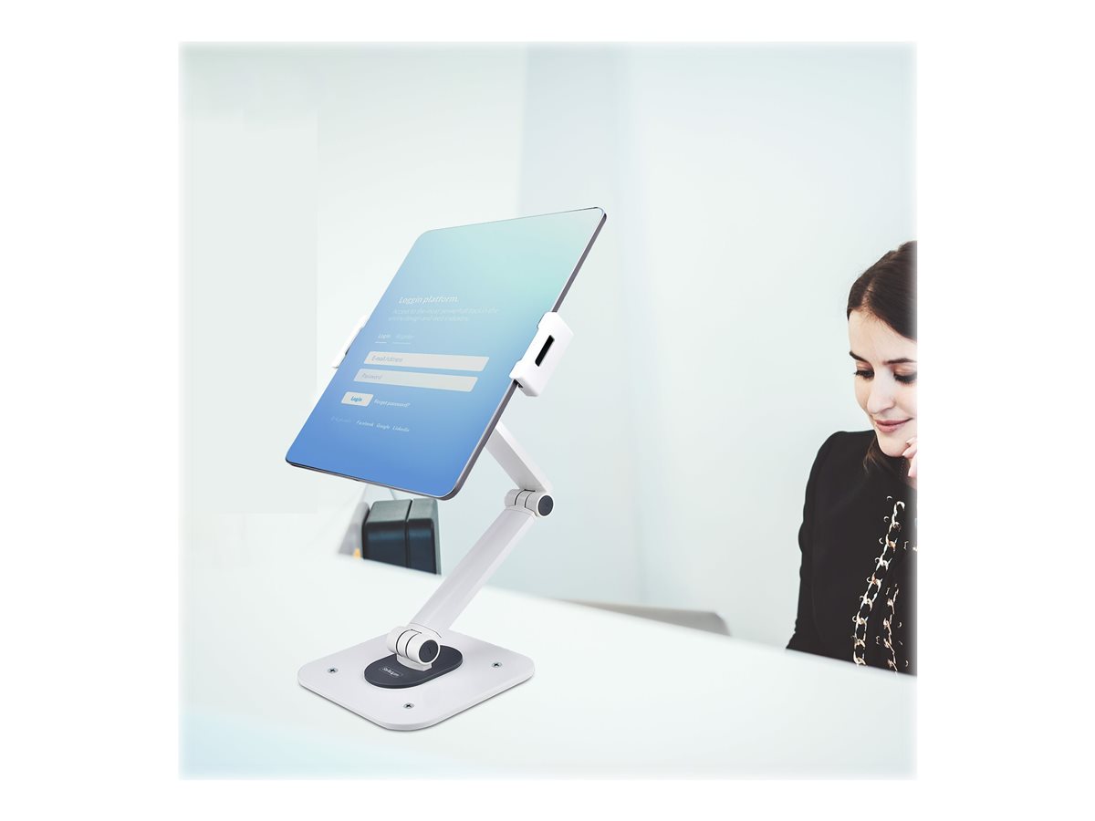 StarTech.com Adjustable Tablet Stand for Desk, Desk/Wall Mountable, Supports Up to 2.2lb, Universal Tablet Stand Holder for Desk, Articulating Tablet Mount with Pivot/Swivel/Rotate - Ergonomic Tablet Stand (ADJ-TABLET-STAND-W) stojan - pro tablet - bílá – foto 10