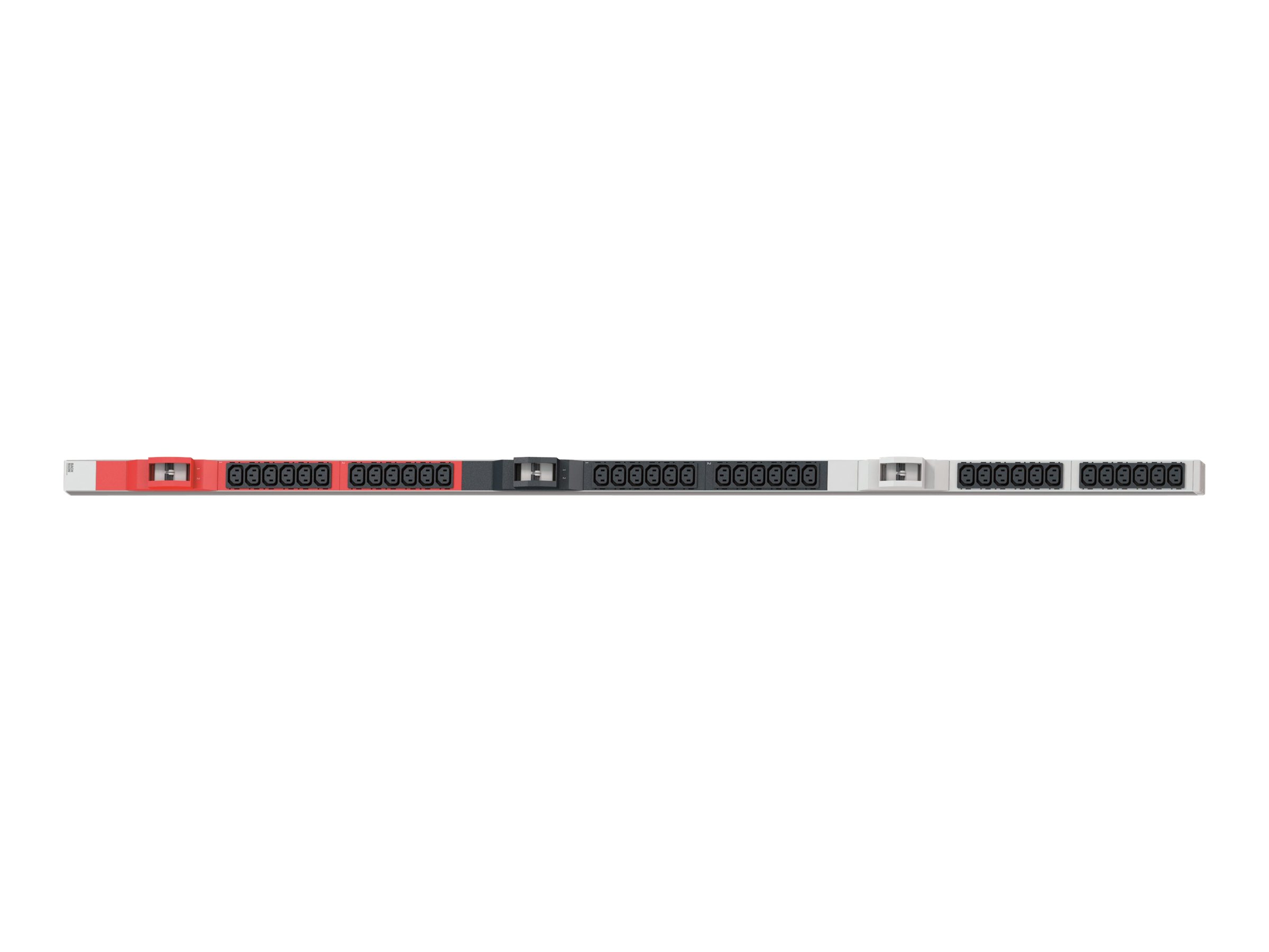 BACHMANN PDU Basic ALU 1U 36x IEC C13 lockable splitted on 3 phases each phase splitted in 2 blocks, each block fused with circuit b