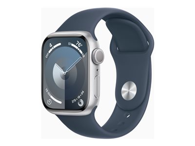 Apple Watch Series 9 (GPS) - silver aluminium - smart watch with sport band  - storm blue - 64 GB