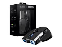 EVGA X20 Mouse ergonomic optical 10 buttons wireless, wired USB, Bluetooth, 2.4 GHz 