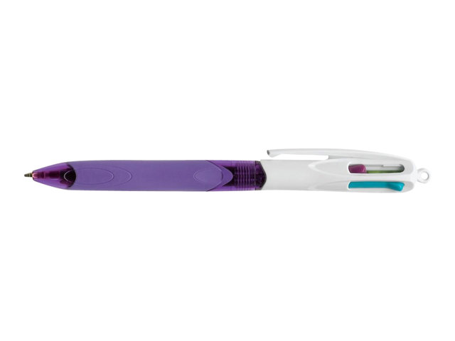 Bic 4 Colours Grip 4 Colour Ballpoint Pen Pink Turquoise Purple Green Lemon Pack Of 12