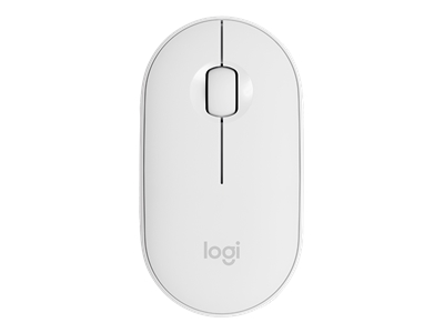 Logitech Pebble M350 - Mouse - optical - 3 buttons - wireless - Bluetooth, 2.4 GHz - USB wireless receiver - off-white