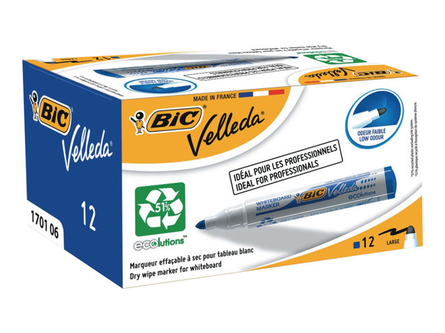 Bic Velleda Ecolutions 1701 Marker Blue Pack Of 12