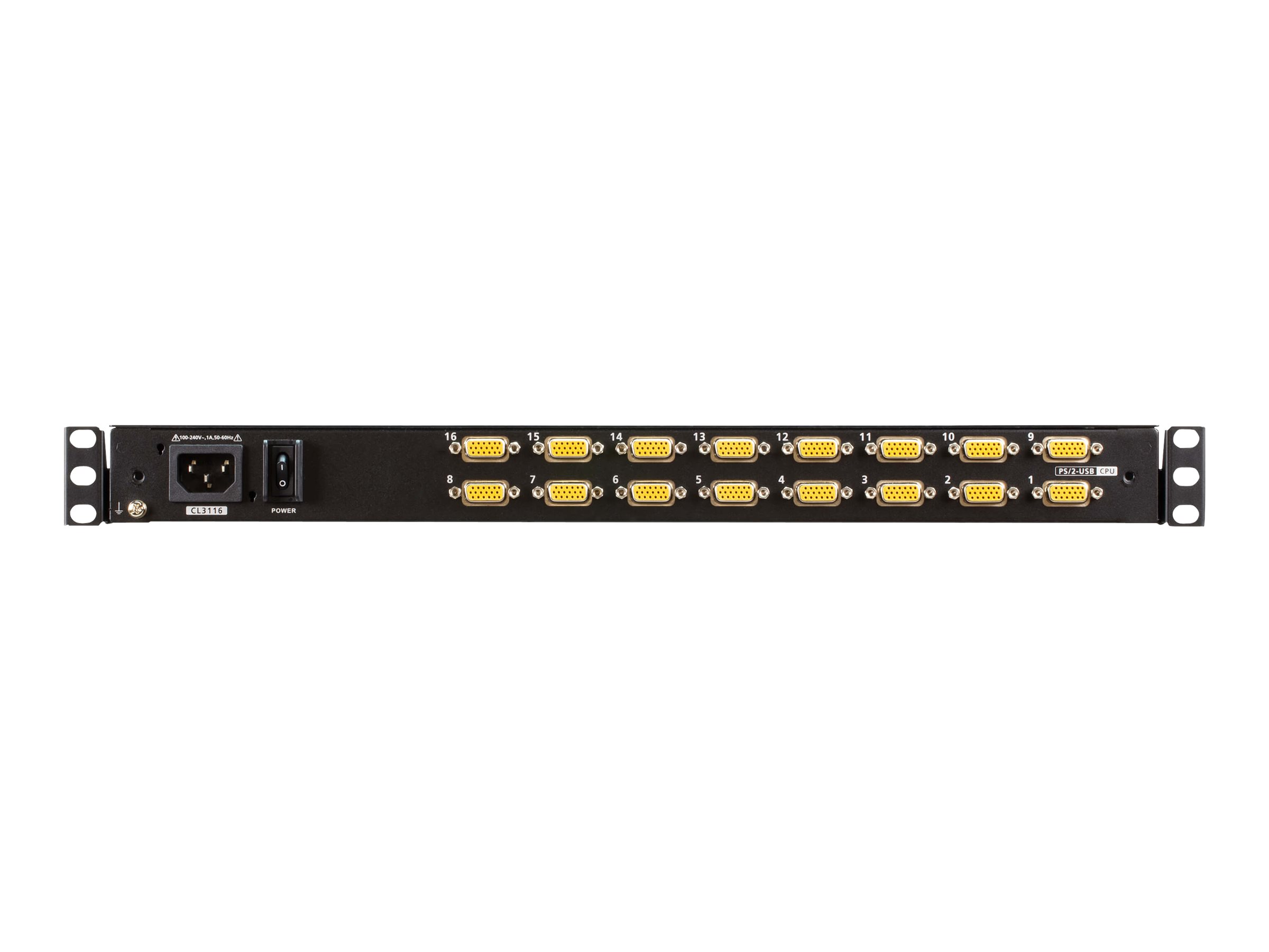 ATEN CL3116NX KVM-Konsole mit 16-Port KVM-Switch 18,5" Single Rail LCD VGA Schwarz