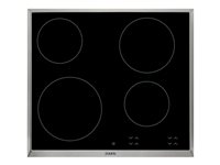 AEG HK624000XB - Keramisk kogeplade - 4 plader - Niche - bredde: 56 cm - dybde: 49 cm - med rustfrit stål-pynt - sort