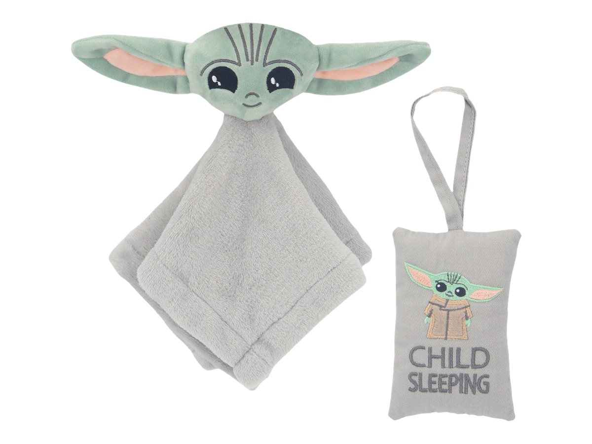 Lambs & Ivy Star Wars Mandalorian The Child Security Blanket/Door Pillow Gift Set