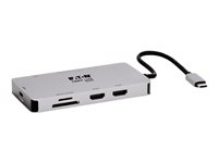 Eaton Tripp Lite Series USB-C Dock, Dual Display - 4K 60 Hz HDMI, USB 3.2 Gen 1, USB-A Hub, GbE, Memory Card, 100W PD Charging, Gray USB-C Dockingstation