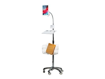 CTA Heavy-Duty Gooseneck Floor Stand with VESA Plate & Storage Basket