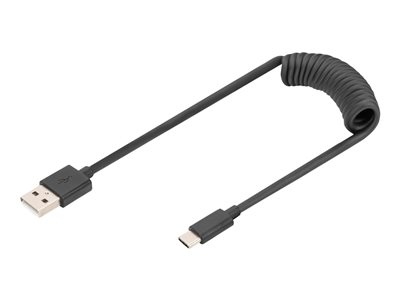DIGITUS USB 2.0 - USB - A auf USB - C   Spiralkabel max. 1m