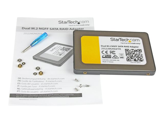 StarTech.com Dual M.2 SATA Adapter with RAID - 2x M.2 SSDs to 2.5in SATA (6Gbps) RAID Adapter Converter with TRIM Support (25S22M2NGFFR)