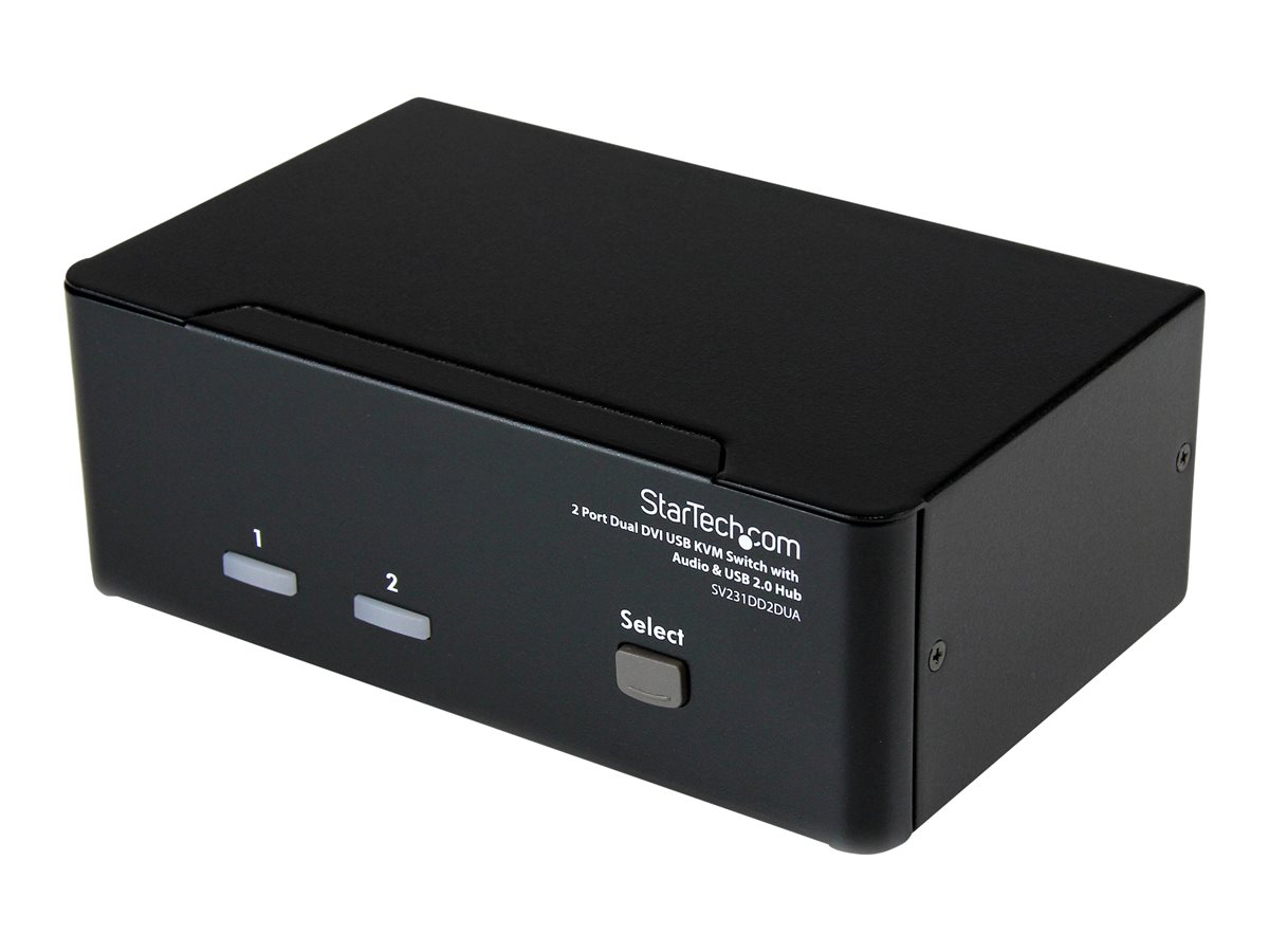StarTech.com DVI KVM Switch with Audio & USB 2.0 Hub - 2-Port USB KVM Switch - 1920 x 1200 - Dual Monitor KVM Switch (SV231DD2DUA) - přepínač KVM / audio / USB - 2 porty