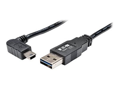 Tripp Lite 3ft USB 2.0 High Speed Cable Reversible A to Right Angle 5Pin Mini B M/M 3'