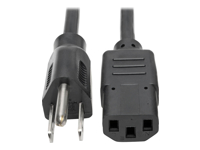 Eaton Tripp Lite Series Desktop Computer AC Power Cable, NEMA 5-15P to C13 - 10A, 125V, 18 AWG, 10 ft. (3.05 m), Black